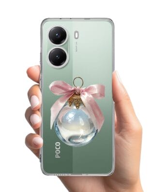 Etui do Xiaomi POCO X7 Pro przeźroczyste, silikonowe Flexi, Przytulne święta, Kryształowa bombka