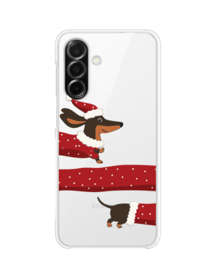 Etui do Samsung Galaxy A26 5G przeźroczyste, silikonowe Flexi, Przytulne święta, świąteczny jamnik