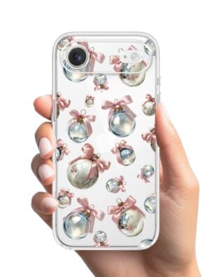 Etui do iPhone Air przeźroczyste, silikonowe Flexi, Przytulne święta, Pastelowe bombki