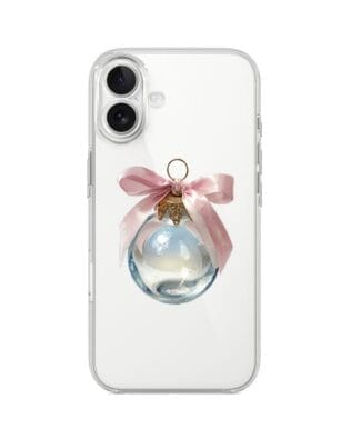 Etui do iPhone 17 przeźroczyste, silikonowe Flexi, Przytulne święta, Kryształowa bombka