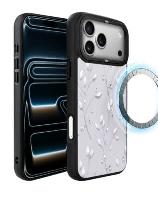 Etui do iPhone 17 Pro Max IBIZU DropGuard Matt z MagSafe, Zimowa magia, Lodowe kwiaty