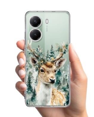 Etui do Xiaomi POCO X7 Pro przeźroczyste, silikonowe Flexi, Przytulne święta, Leśny jelonek
