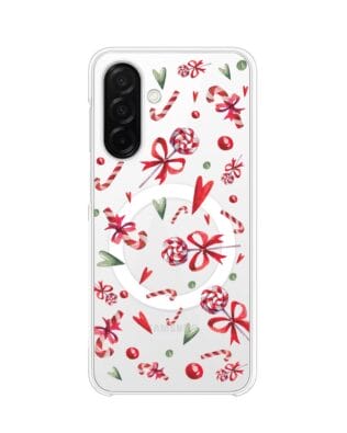 Etui do Samsung Galaxy A26 5G z MagSafe przeźroczyste, silikonowe Flexi, Cukierki świąteczne