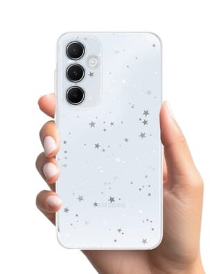 Etui do Samsung Galaxy A35 5G przeźroczyste, silikonowe Flexi, Zimowa magia, Szampańskie gwiazdki