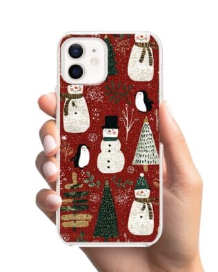 Etui do iPhone 12 przeźroczyste, silikonowe Flexi, Przytulne święta, Rustykalna świąteczna kraina