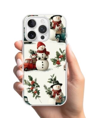 Etui do iPhone 15 Pro Max przeźroczyste, silikonowe Flexi, Przytulne święta, Zimowe miasteczko