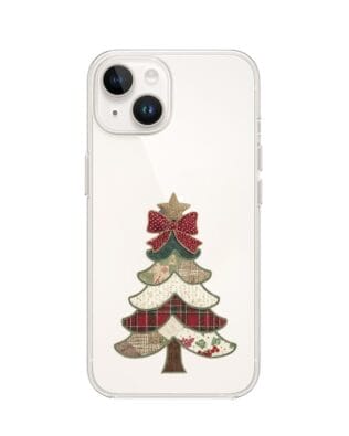 Etui do iPhone 14 Plus przeźroczyste, silikonowe Flexi, Przytulne święta, Kraciasta choinka