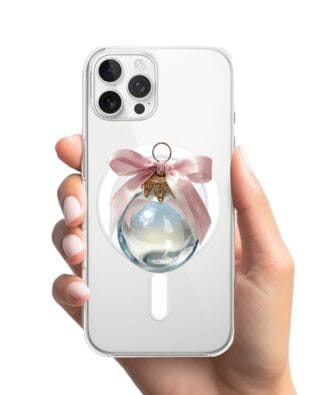 Etui do iPhone 12 Pro z MagSafe przeźroczyste, silikonowe Flexi, Przytulne święta, Kryształowa bombka