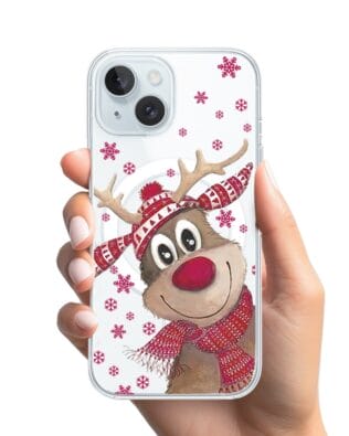 Etui do iPhone 15 Plus z MagSafe przeźroczyste, silikonowe Flexi, Renifer