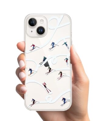 Etui do iPhone 14 Plus przeźroczyste, silikonowe Flexi, Zimowa magia, Narciarskie wiraże