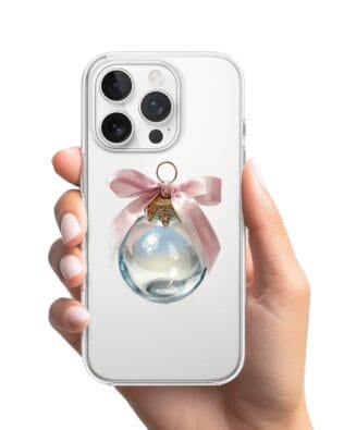 Etui do iPhone 16 Pro Max przeźroczyste, silikonowe Flexi, Przytulne święta, Kryształowa bombka