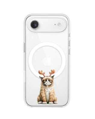 Etui do iPhone Air z MagSafe przeźroczyste, silikonowe Flexi, Przytulne święta, Kot który nie chciał być reniferem