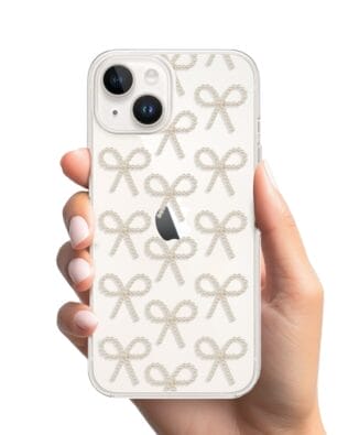 Etui do iPhone 13 Mini przeźroczyste, silikonowe Flexi, Przytulne święta, złote kokardki