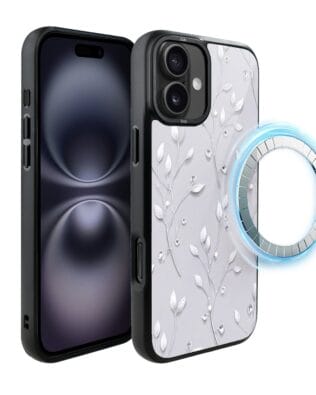 Etui do iPhone 16 Plus IBIZU DropGuard Matt z MagSafe, Zimowa magia, Lodowe kwiaty