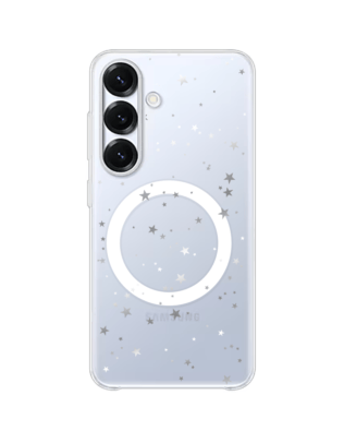Etui do Samsung Galaxy S25 z MagSafe przeźroczyste, silikonowe Flexi, Zimowa magia, Szampańskie gwiazdki