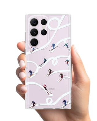 Etui do Samsung Galaxy S23 Ultra przeźroczyste, silikonowe Flexi, Zimowa magia, Narciarskie wiraże