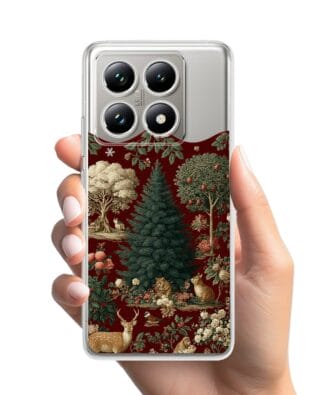 Etui do Xiaomi 14T przeźroczyste, silikonowe Flexi, Zimowa magia, świąteczny las