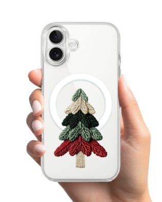Etui do iPhone 17 z MagSafe przeźroczyste, silikonowe Flexi, Przytulne święta, Dziana choinka