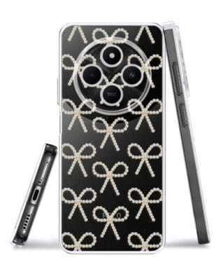 Etui do Xiaomi POCO C75 przeźroczyste, silikonowe Flexi, Przytulne święta, złote kokardki