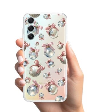 Etui do Samsung Galaxy A34 5G przeźroczyste, silikonowe Flexi, Przytulne święta, Pastelowe bombki
