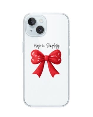 Etui do iPhone 15 Plus przeźroczyste, silikonowe Flexi, Przytulne święta, Czerwona kokarda