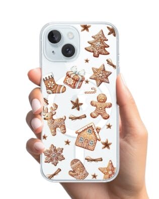 Etui do iPhone 15 Plus z MagSafe przeźroczyste, silikonowe Flexi, Magia pierniczków