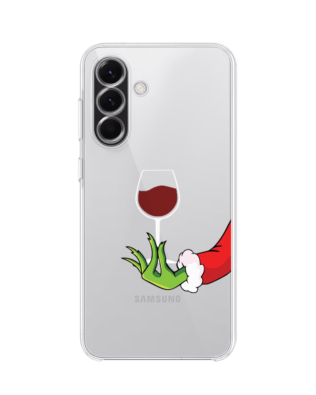 Etui do Samsung Galaxy A56 5G przeźroczyste, silikonowe Flexi, Zielony psotnik z lampką wina