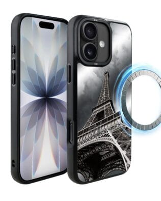 Etui do iPhone 17 IBIZU DropGuard Matt z MagSafe, Noir City, Wieża Eiffla