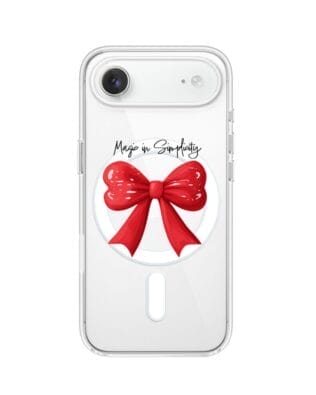 Etui do iPhone Air z MagSafe przeźroczyste, silikonowe Flexi, Przytulne święta, Czerwona kokarda