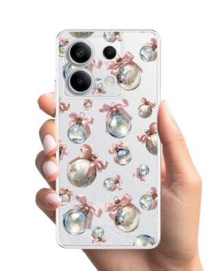 Etui do Xiaomi Redmi Note 13 Pro 5G przeźroczyste, silikonowe Flexi, Przytulne święta, Pastelowe bombki