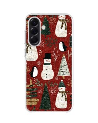 Etui do Samsung Galaxy A56 5G z MagSafe przeźroczyste, silikonowe Flexi, Przytulne święta, Rustykalna świąteczna kraina