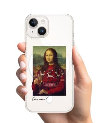 Etui do iPhone 14 z MagSafe przeźroczyste, silikonowe Flexi, Mona Lisa z szampanem