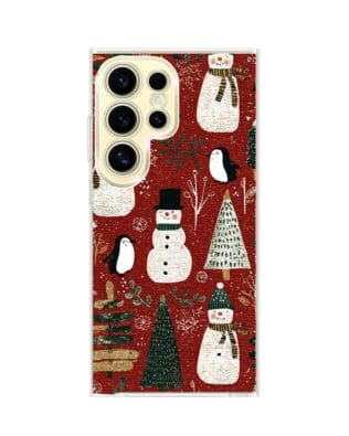 Etui do Samsung Galaxy S24 Ultra z MagSafe przeźroczyste, silikonowe Flexi, Przytulne święta, Rustykalna świąteczna kraina