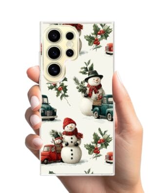 Etui do Samsung Galaxy S24 Ultra z MagSafe przeźroczyste, silikonowe Flexi, Przytulne święta, Zimowe miasteczko
