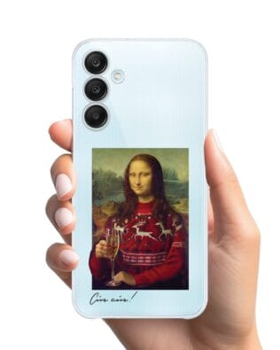 Etui do Samsung Galaxy M35 5G przeźroczyste, silikonowe Flexi, Mona Lisa z szampanem