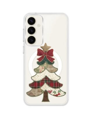 Etui do Samsung Galaxy S23 Plus z MagSafe przeźroczyste, silikonowe Flexi, Przytulne święta, Kraciasta choinka