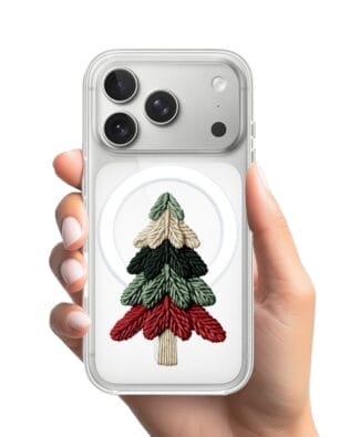 Etui do iPhone 17 Pro z MagSafe przeźroczyste, silikonowe Flexi, Przytulne święta, Dziana choinka