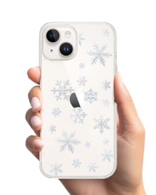 Etui do iPhone 14 przeźroczyste, silikonowe Flexi, Zimowa magia, Delikatne płatki śniegu