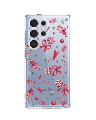 Etui do Samsung Galaxy S25 Ultra przeźroczyste, silikonowe Flexi, Cukierki świąteczne