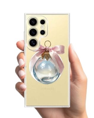 Etui do Samsung Galaxy S24 Ultra z MagSafe przeźroczyste, silikonowe Flexi, Przytulne święta, Kryształowa bombka