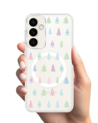 Etui do Samsung Galaxy S23 Plus z MagSafe przeźroczyste, silikonowe Flexi, Pastelowe choinki