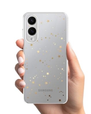 Etui do Samsung Galaxy S25 Edge przeźroczyste, silikonowe Flexi, Zimowa magia, Złote gwiazdki