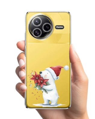Etui do Xiaomi POCO F7 Ultra przeźroczyste, silikonowe Flexi, Przytulne święta, Miś świąteczny