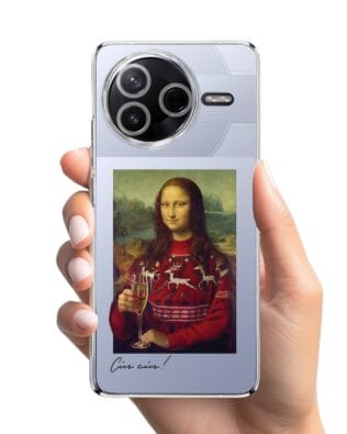 Etui do Xiaomi POCO F7 Pro przeźroczyste, silikonowe Flexi, Mona Lisa z szampanem