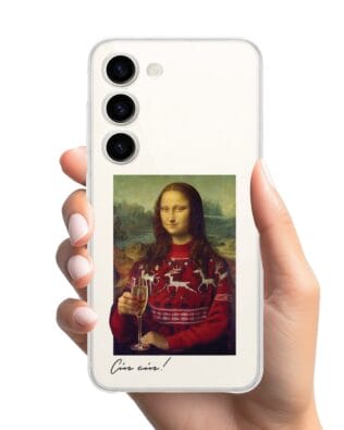 Etui do Samsung Galaxy S23 Plus przeźroczyste, silikonowe Flexi, Mona Lisa z szampanem
