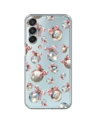 Etui do Samsung Galaxy M15 5G przeźroczyste, silikonowe Flexi, Przytulne święta, Pastelowe bombki