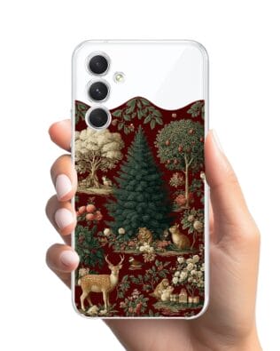 Etui do Samsung Galaxy A54 5G przeźroczyste, silikonowe Flexi, Zimowa magia, świąteczny las