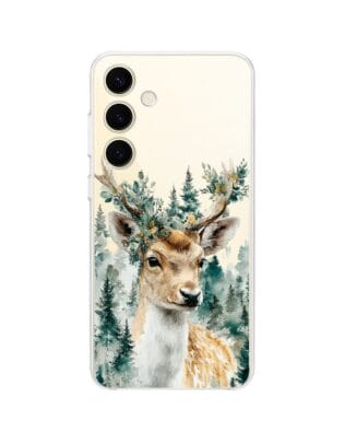 Etui do Samsung Galaxy S24 przeźroczyste, silikonowe Flexi, Przytulne święta, Leśny jelonek