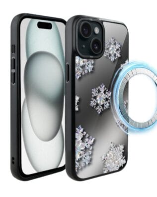 Etui do iPhone 15 Plus IBIZU DropGuard Matt z MagSafe, Zimowa magia, Królewskie płatki śniegu