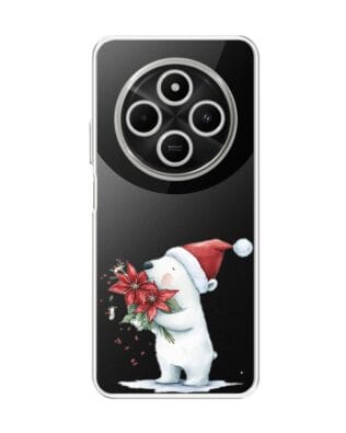 Etui do Xiaomi POCO C75 przeźroczyste, silikonowe Flexi, Przytulne święta, Miś świąteczny